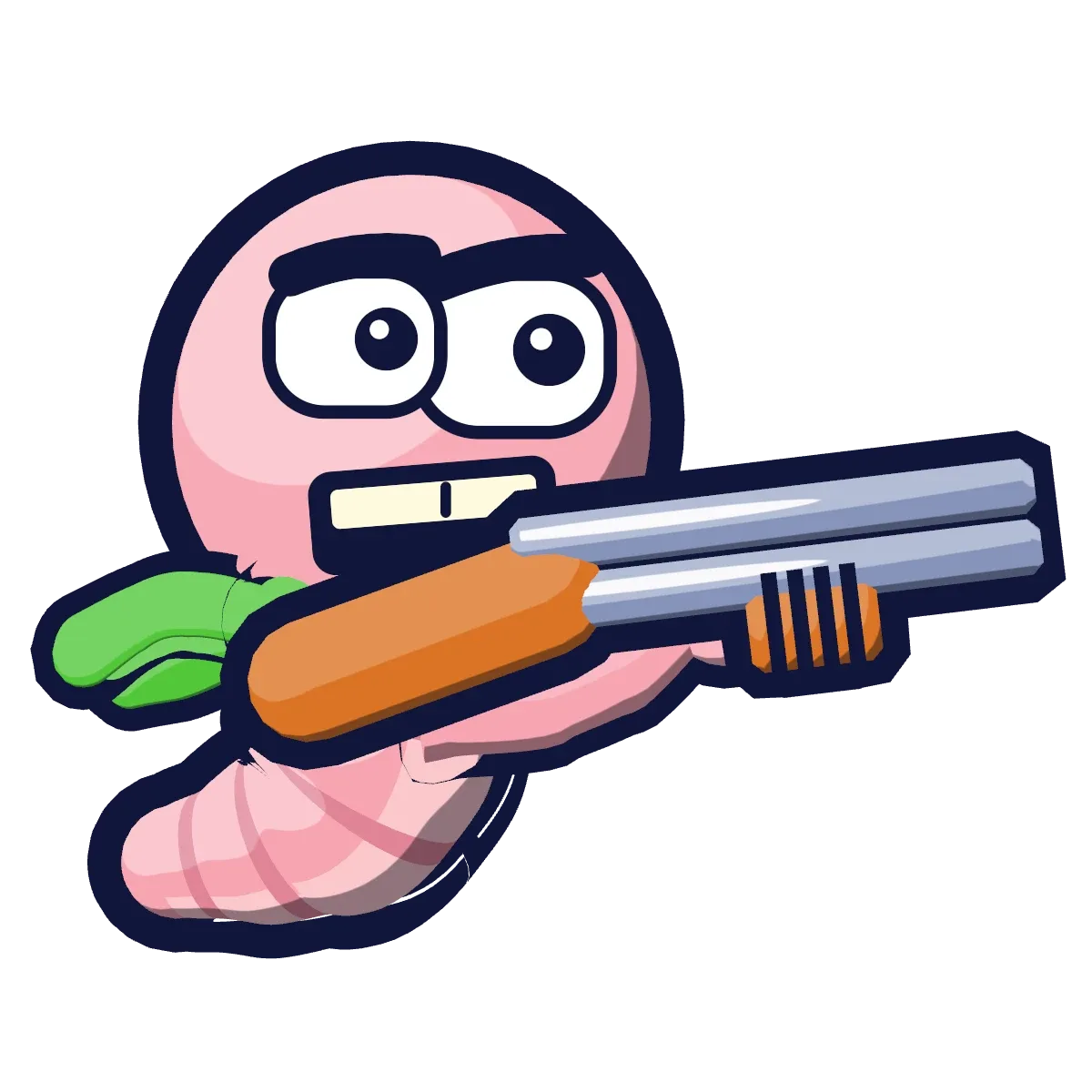 Earthworm of the Compost Mortem creature roster, shown with its weapon.