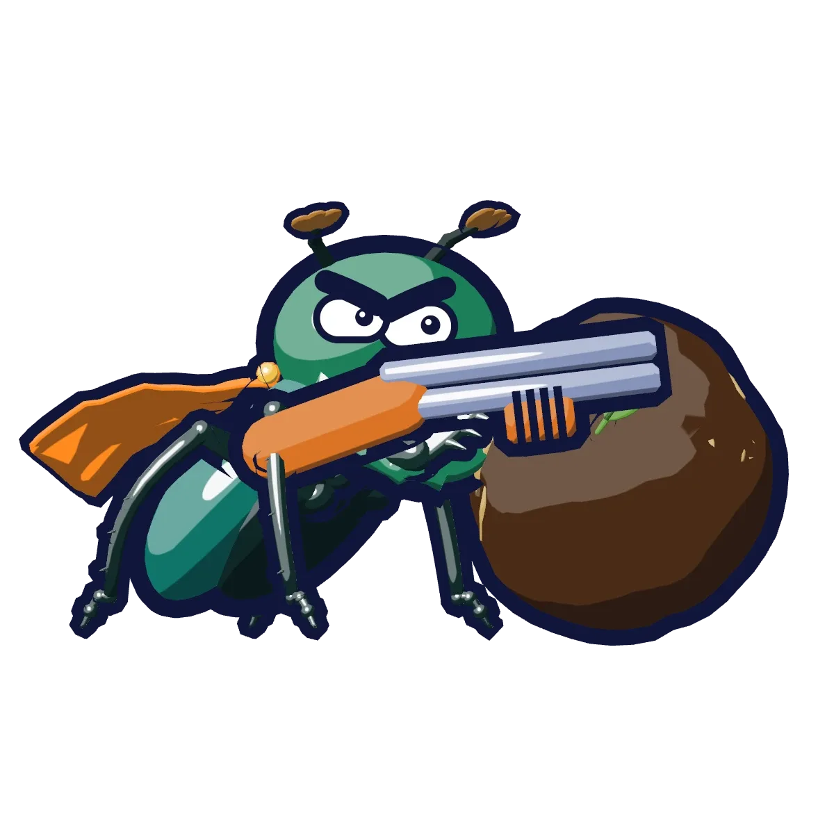 Dung Beetle of the Compost Mortem creature roster, shown with its weapon.